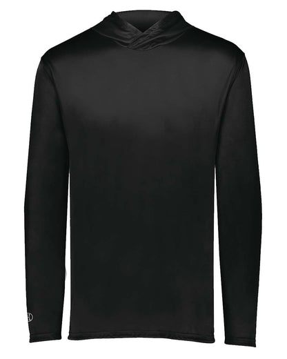 Holloway Youth Momentum Hooded Long Sleeve T-Shirt 222831 #color_Black
