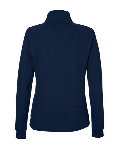 North End Women's Rhythm Waffle Cross-Neck Pullover NE200W #color_Classic Navy