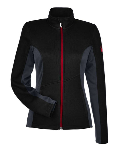 Spyder Women's Constant Full-Zip Sweater Fleece Jacket 187335 #color_Black/ Polar/ Red