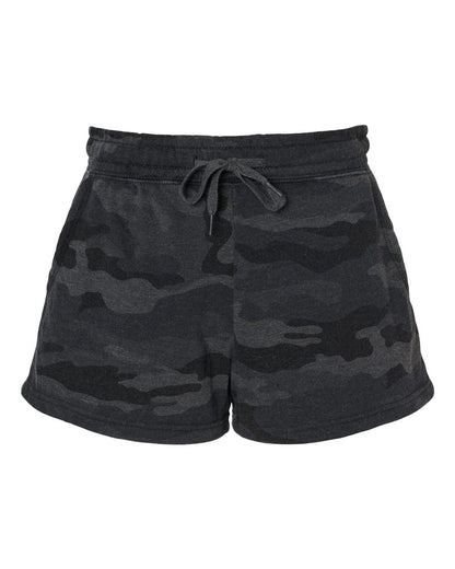 Independent Trading Co. Women’s Lightweight California Wave Wash Fleece Shorts PRM20SRT #color_Black Camo Heather