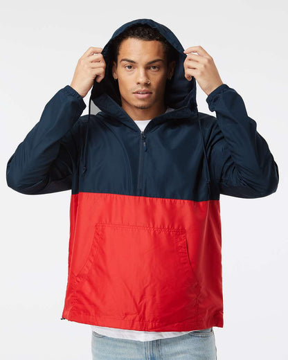 Independent Trading Co. Lightweight Quarter-Zip Windbreaker Pullover Jacket EXP54LWP #colormdl_Classic Navy/ Red