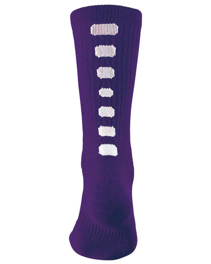 Augusta Sportswear Colorblocked Crew Socks 6091 #color_Purple/ White