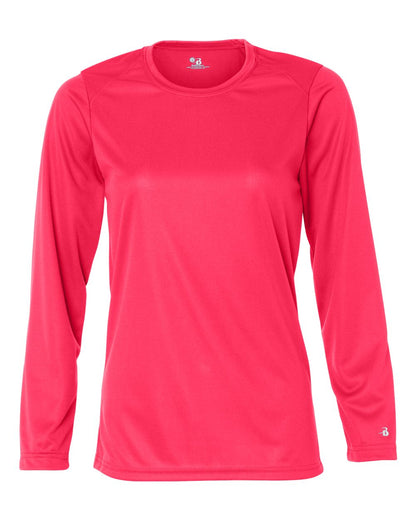 Badger Women's B-Core Long Sleeve T-Shirt 4164 #color_Hot Coral