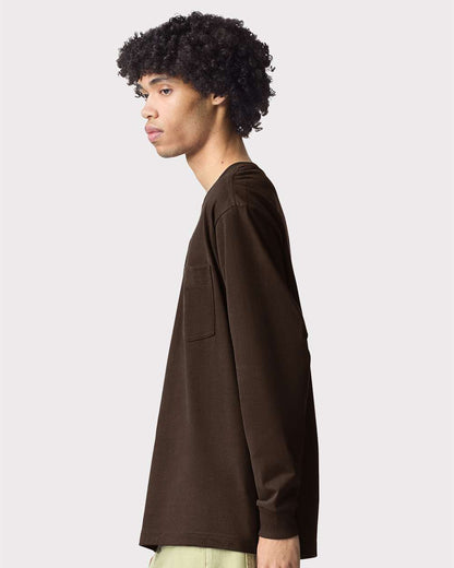 American Apparel Unisex Super Heavyweight Long Sleeve Pocket Tee 9410 #colormdl_Brown
