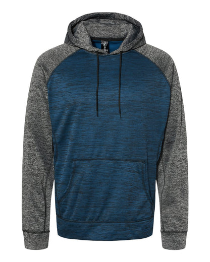 Burnside Men's Performance Raglan Hooded Sweatshirt 8670 #color_Heather Navy/ Heather Charcoal