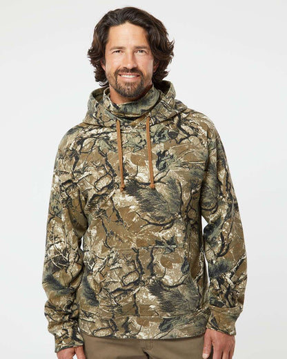 J. America Men's Gaiter Fleece Hooded Sweatshirt 8879 #colormdl_Outdoor Camo