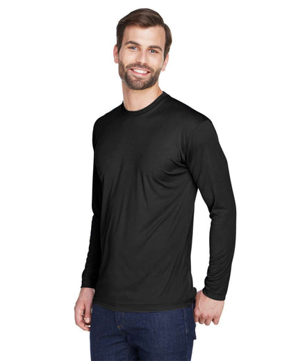 UltraClub Men's Cool & Dry Sport Long Sleeve Performance Interlock T-Shirt 8422 #colormdl_Black