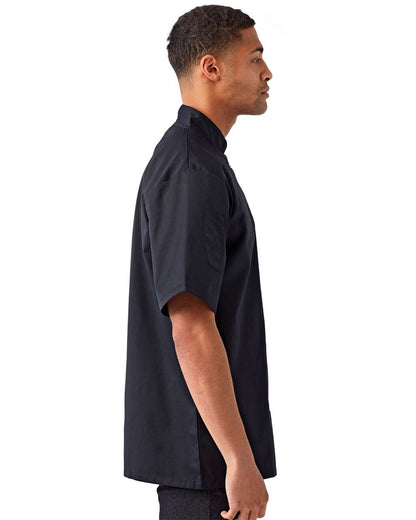Artisan Collection by Reprime Unisex Ten Studded Front Short Sleeve Chef Coat RP664 #colormdl_Black