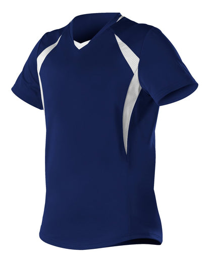 Alleson Athletic Girls' Short Sleeve Fastpitch Jersey 552JG #color_Navy/ White