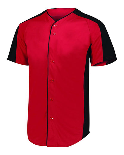 Augusta Sportswear Full Button Baseball Jersey 1655 #color_Red/ Black