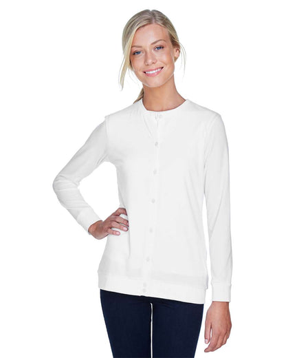 Devon & Jones Women's Perfect Fit™ Ribbon Cardigan DP181W #colormdl_White