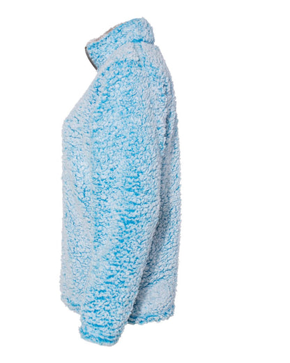 J. America Women’s Epic Sherpa Quarter-Zip Pullover 8451 #color_Sapphire Heather