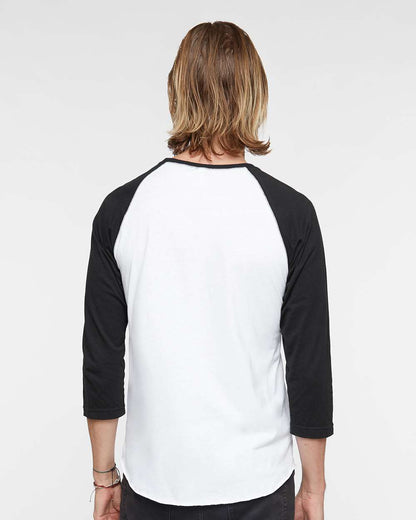 LAT Men's Baseball Fine Jersey Three-Quarter Sleeve Tee 6930 #colormdl_White Solid/ Black