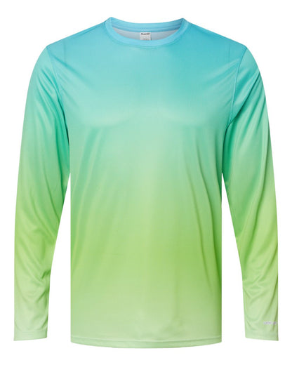 Paragon Unisex Barbados Performance Pin Dot Long Sleeve T-Shirt 225 #color_Aqua Blue/ Light Lime