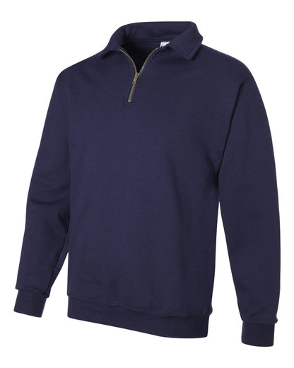 JERZEES Unisex Super Sweats NuBlend® Quarter-Zip Cadet Collar Sweatshirt 4528MR #color_J. Navy