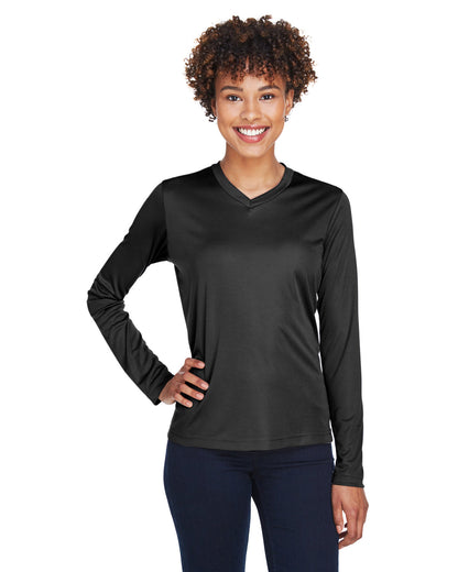 Team 365 Ladies' Zone Performance Long-Sleeve T-Shirt TT11WL #color_BLACK