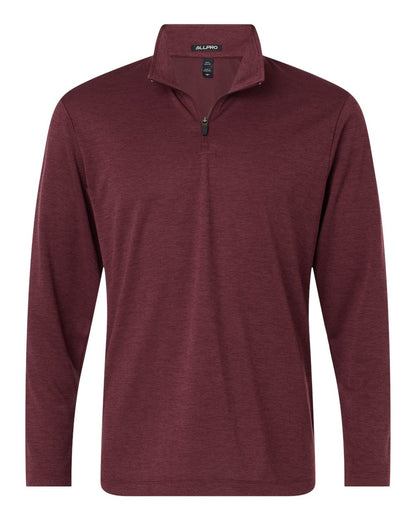 AllPro Men's Pro-Lock Performance Mélange Quarter-Zip Pullover 4HM700 #color_Maroon Melange
