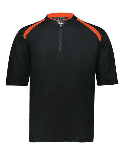 Holloway Men's Clubhouse Short Sleeve Quarter-Zip Pullover 229581 #color_Black/ Orange