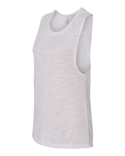 BELLA + CANVAS Women's Flowy Scoop Muscle Tank 8803 #color_White Slub