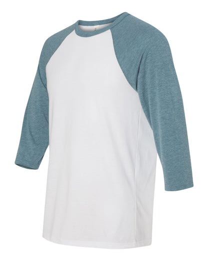 BELLA + CANVAS Three-Quarter Sleeve Baseball Tee 3200 #color_White/ Denim