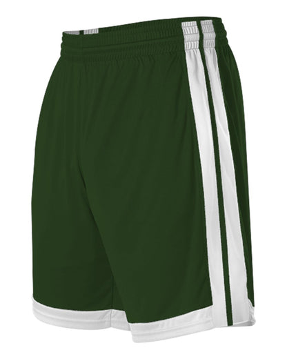 Alleson Athletic Single Ply Basketball Shorts 538P #color_Forest/ White