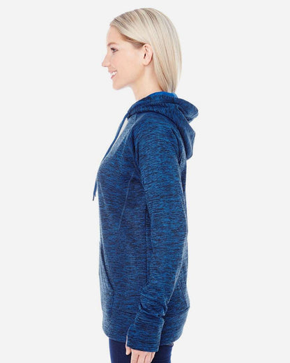 J. America Women’s Cosmic Fleece Hooded Sweatshirt 8616 #colormdl_Royal Fleck/ Royal