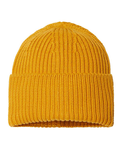 Atlantis Headwear Sustainable Chunky Rib Cuffed Beanie OAK #color_Mustard Yellow