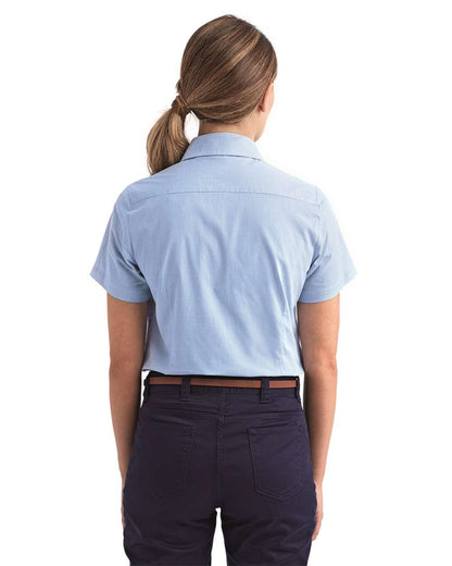 Artisan Collection by Reprime Women's Microcheck Gingham Short Sleeve Cotton Dress Shirt RP321 #colormdl_Light Blue/ White