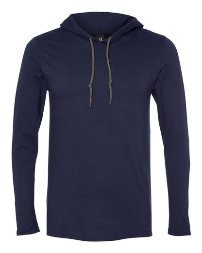 Gildan Softstyle® Lightweight Hooded Long Sleeve T-Shirt 987 #color_Navy/ Dark Grey