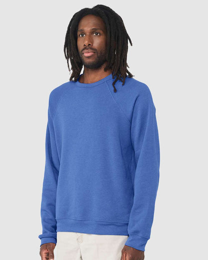 BELLA + CANVAS Sponge Fleece Raglan Crewneck Sweatshirt 3901 #colormdl_Heather True Royal