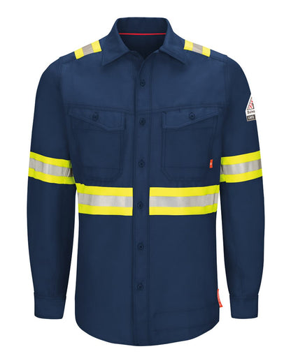 Bulwark iQ Series® Endurance Enhanced Visibility Work Shirt - Tall Sizes QS40ET #color_Navy