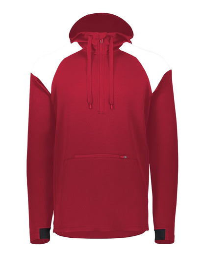 Holloway Men's Limitless Quarter-Zip Hooded Pullover 222584 #color_Scarlet/ White