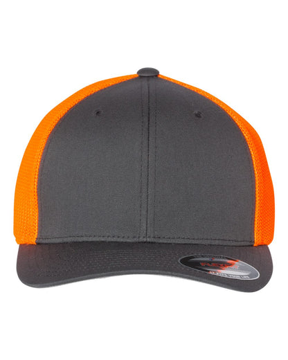 Flexfit Trucker Cap 6511 #color_Charcoal/ Neon Orange