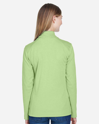 Devon & Jones Women's DRYTEC20™ Performance Quarter-Zip Pullover DG479W #colormdl_Lime/ Grey Heather/ Lime