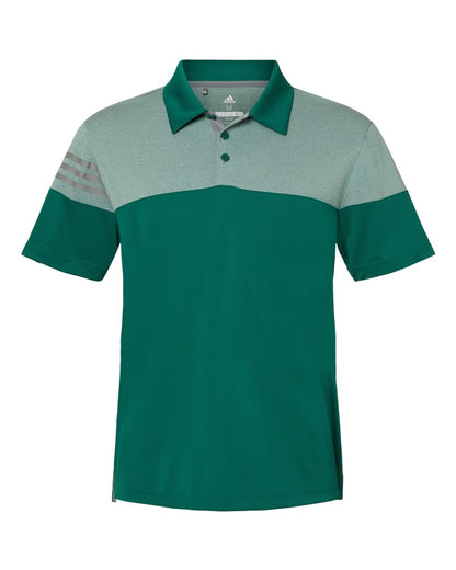 Adidas Heathered 3-Stripes Colorblocked Polo A213 #color_Collegiate Green