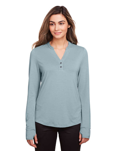 North End Women's JAQ Stretch Performance V-Neck Snap Pullover NE400W #colormdl_Opal Blue