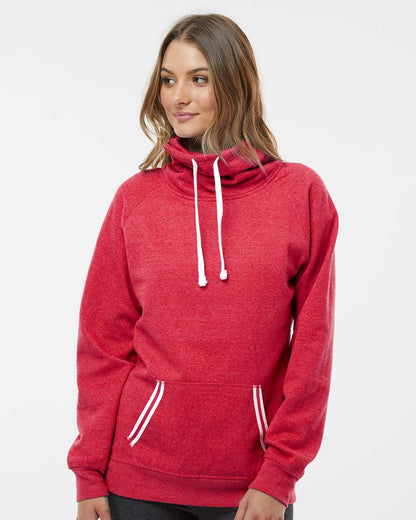 J. America Women’s Relay Cowl Neck Sweatshirt 8653 #colormdl_Red