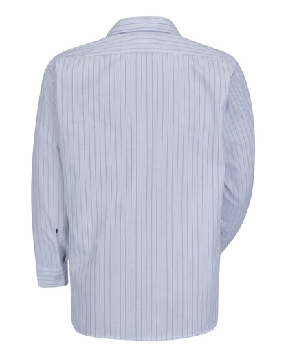 Red Kap Men's Tall Premium Long Sleeve Work Shirt SP10T #color_Light Blue/ Navy Stripe