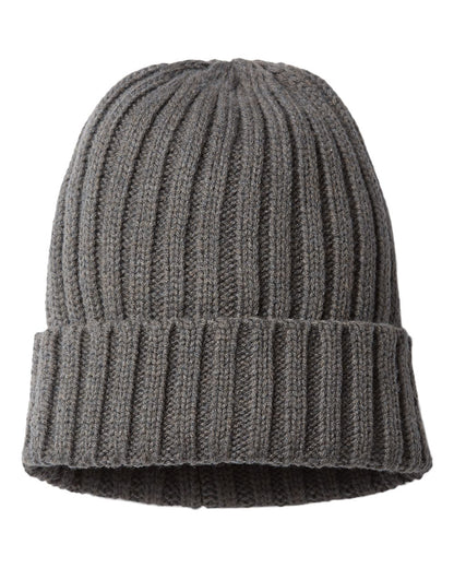 Atlantis Headwear Sustainable Cable Knit Cuffed Beanie SHORE #color_Dark Grey