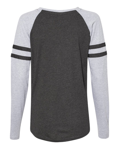 LAT Women's Fine Jersey Mash Up Long Sleeve T-Shirt 3534 #color_Vintage Smoke/ Vintage Heather