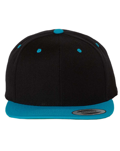 YP Classics Premium Flat Bill Snapback Cap 6089M #color_Black/ Teal