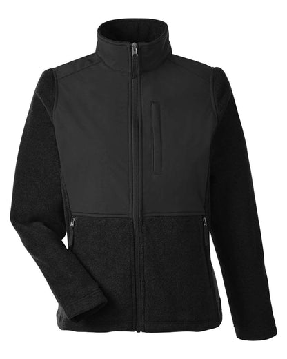CORE365 Women's Journey Summit Hybrid Full-Zip CE890W #color_Black/ Black