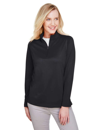 Harriton Women's Advantage Snag Protection Plus Quarter-Zip Pullover M748W #colormdl_Black