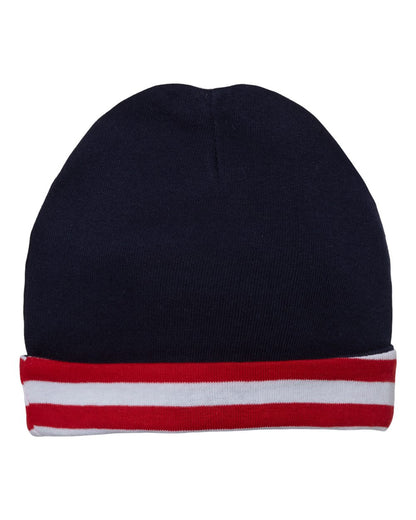 Rabbit Skins Infant Baby Rib Beanie 4451 #color_Navy/ Red-White Stripe