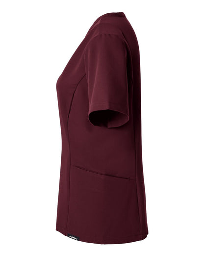 Jaanuu Women's Calix Fit & Flare Scrub V-Neck Top W10003 #color_Burgundy