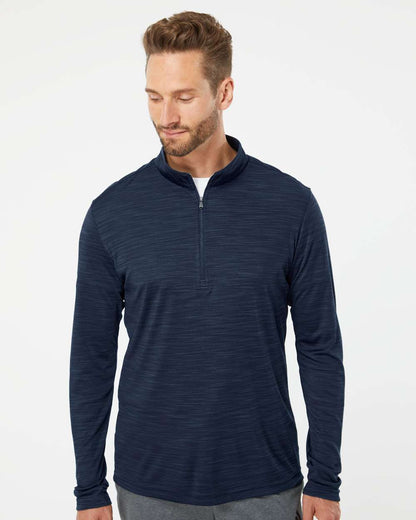 Adidas Men's Lightweight Mélange Quarter-Zip Pullover A475 #colormdl_Collegiate Navy Melange
