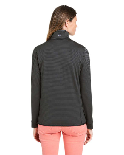 vineyard vines Women's Microstripe Sankaty Half-Zip Pullover K002521 #colormdl_Jet Black
