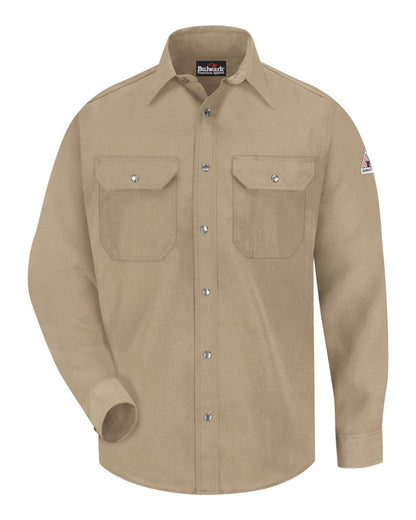 Bulwark Men's Tall Snap-Front Uniform Shirt - Nomex® IIIA 4.5 oz. SNS2T #color_Tan