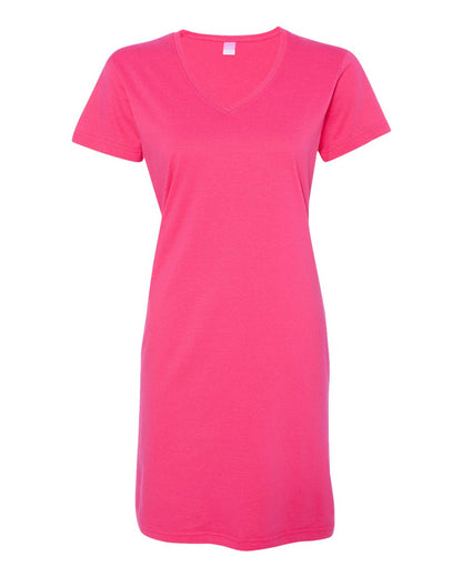 LAT Women's Fine Jersey V-Neck Coverup 3522 #color_Hot Pink