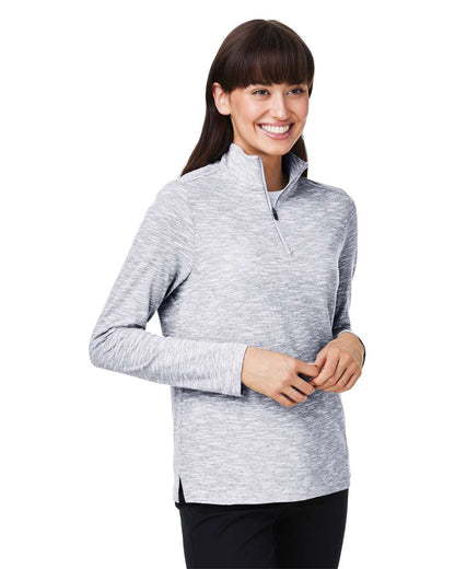 North End Women's Eclipse Jacquard Quarter-Zip Pullover NE415W #colormdl_Platinum Heather